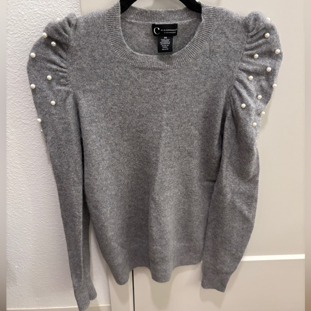 100% Cashmere Sweater with Pearl Accents